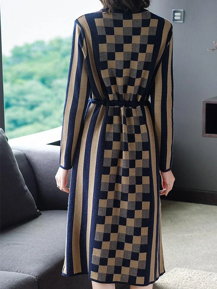 Fashion Knitted Mid-length Sweater Dress