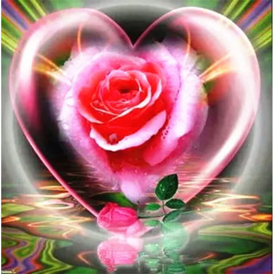 Diamond Painting - Full Round/Square Drill - Rose Heart(30*30 - 50*50cm)