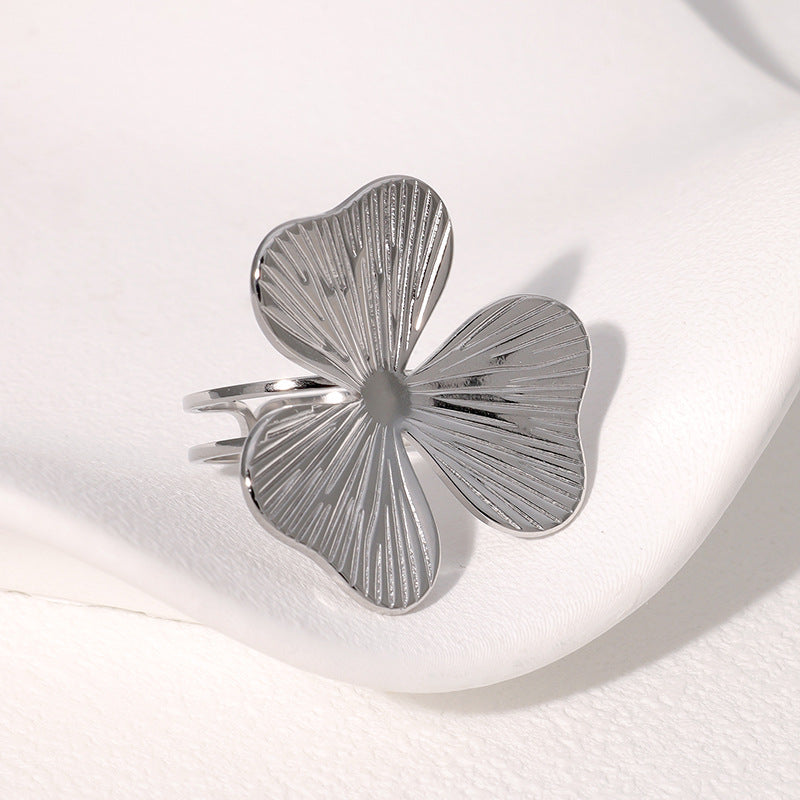 Versatile Petal Ring Open Simple Fashion Small Fresh Stainless Steel Ring For Women