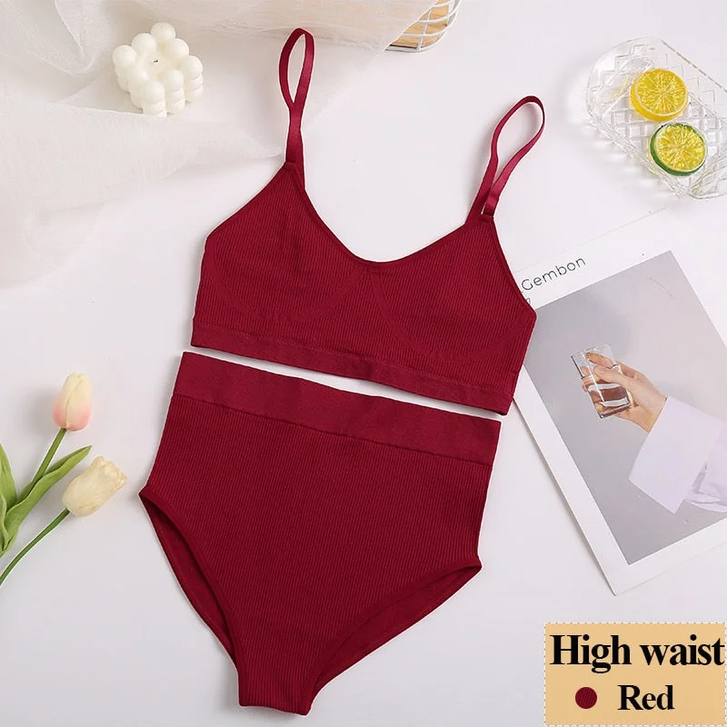 New Women Bra Panties Set Sexy Push Up Bralette Female Fitness Seamless Underwear Sports Lingerie Brassiere Girls Tank Crop Top