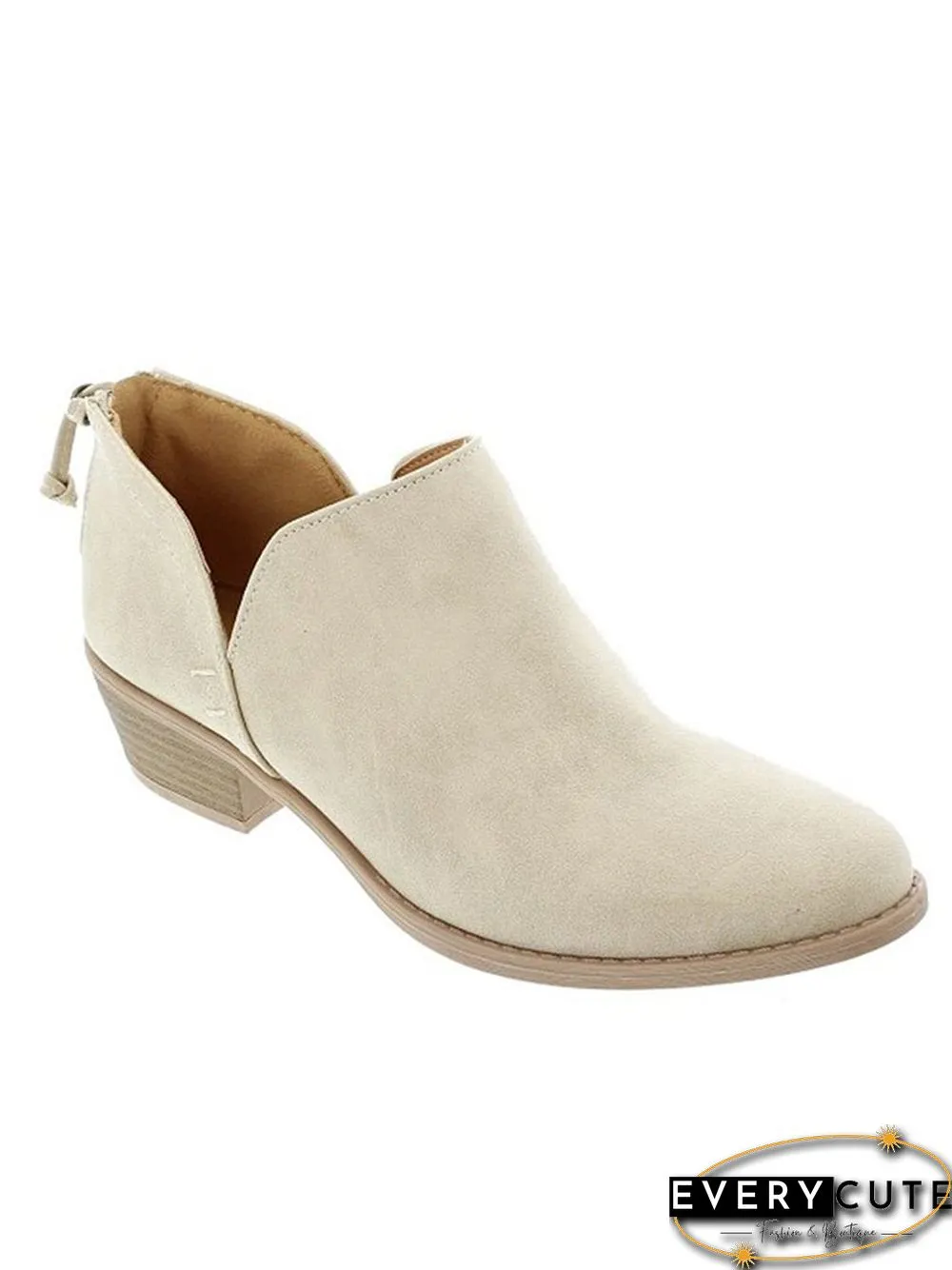 Pu Chunky Heel Zipper Pumps