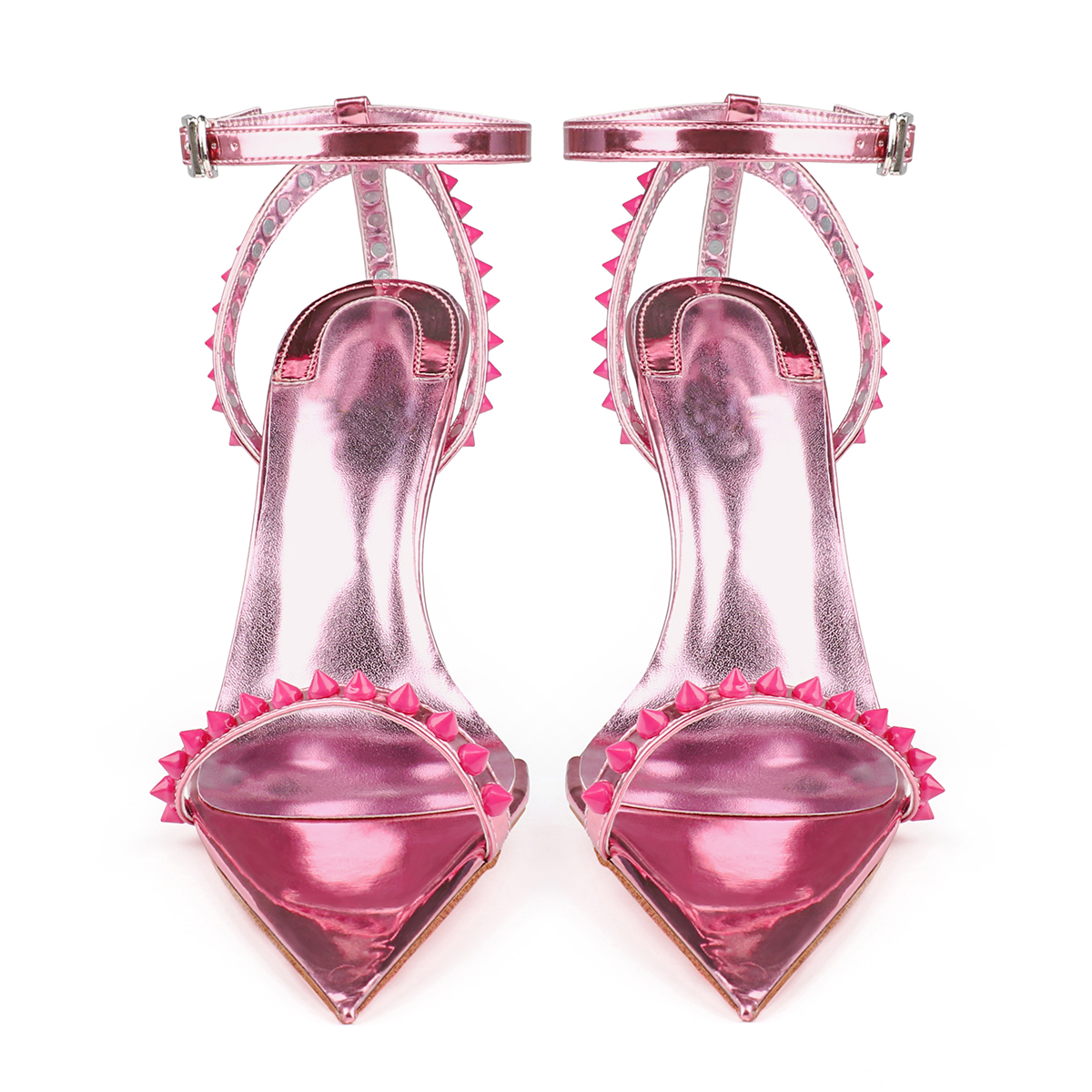 100mm Rivet Pointed Toe High Heels Red Bottom Party Stilettos High Heel-MERUMOTE