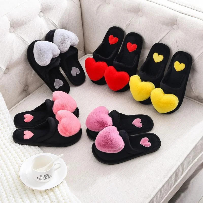 Cute Love Hearts Bunny Pompoms Comfy Slippers SS1700