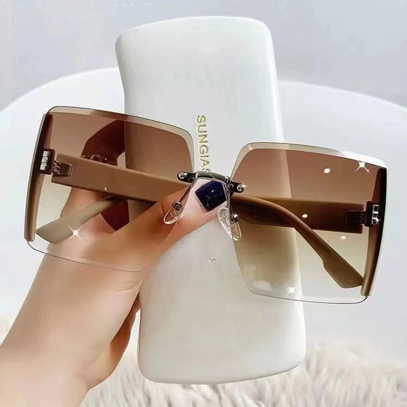 New Fashion Rimless Women's Sunglasses TikTok Live Women's Sunglasses Internet Celebrity Same Glasses In Stock