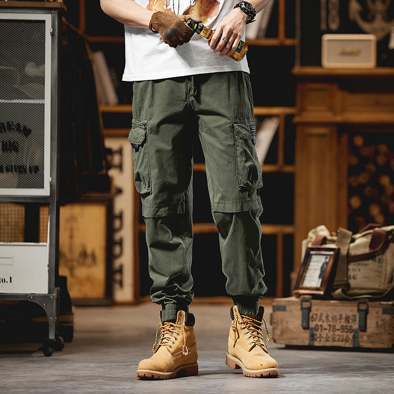 Wlntempo fall 2024 fashion trend Drawstring Pants Men's New High Street Work Pants Casual Tactical Cargo Pants Classic Casual Fashion Hip-hop Sports Loose Pants