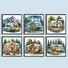 Camping en plein air-plein rond diamant peinture-30 * 30cm