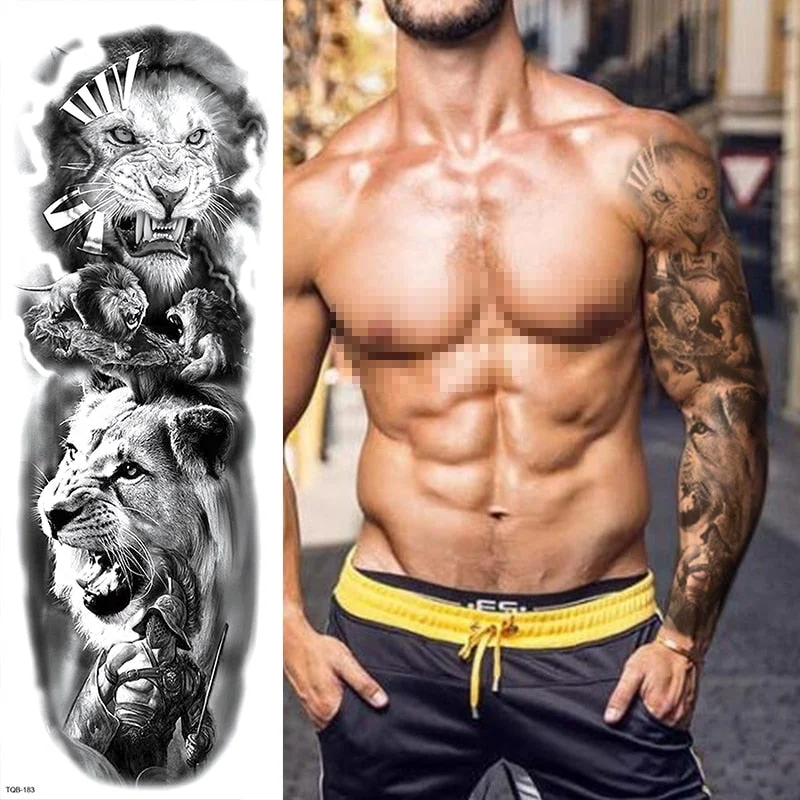 Polynesian Temporary Tattoo Sleeve Tribal Arm Waterproof Transfers Halloween Men