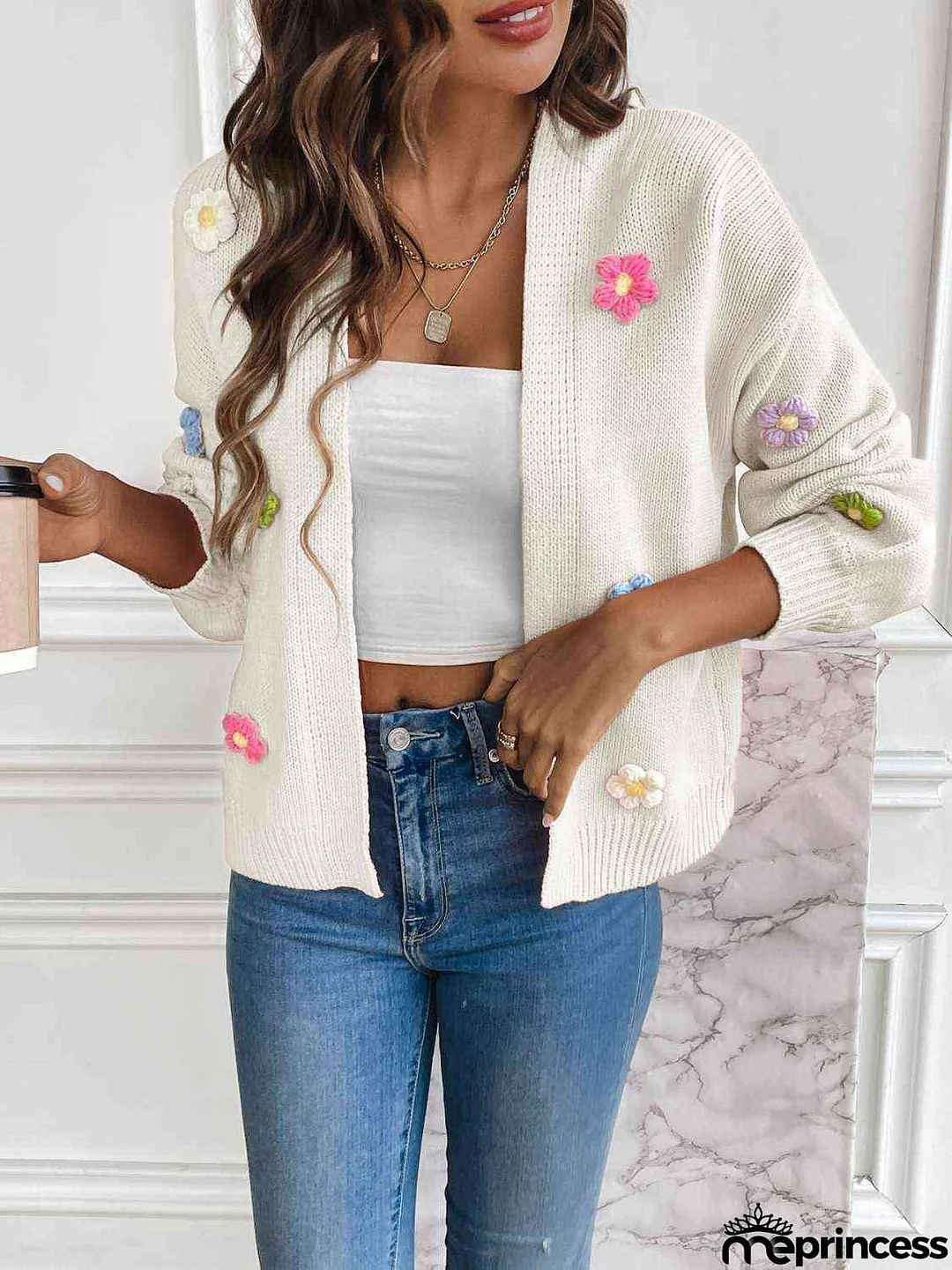 Floral Long Sleeve Open Front Cardigan