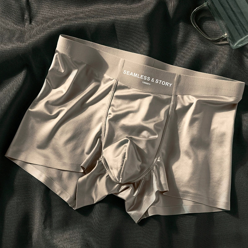 （1pc）High Quality-Men's Elegant Ice Silk Underwear，Mulberry Silk Antimicrobial Boxer Briefs