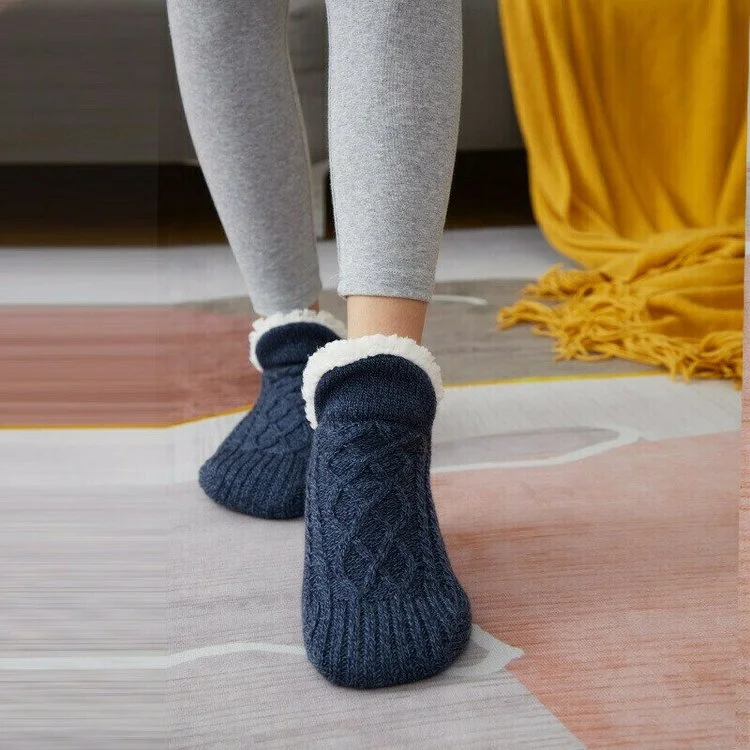 Woven And Velvet Indoor Socks Slippers
