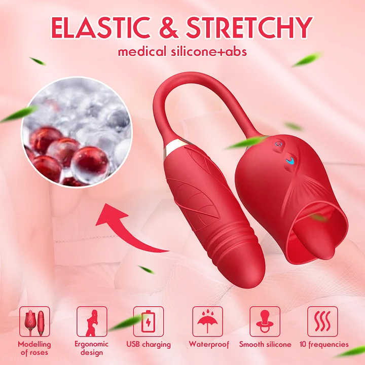 The Rose Toy with Bullet Vibrator - made of body safe medical grade silicone