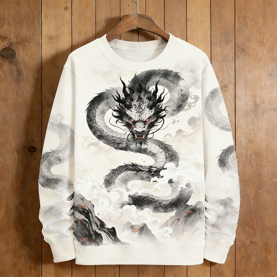 Japanese Art Dragon Pattern Casual Sweatshirt  artssus
