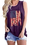Plus Size American Flag Print Round Neck Casual Tank Top