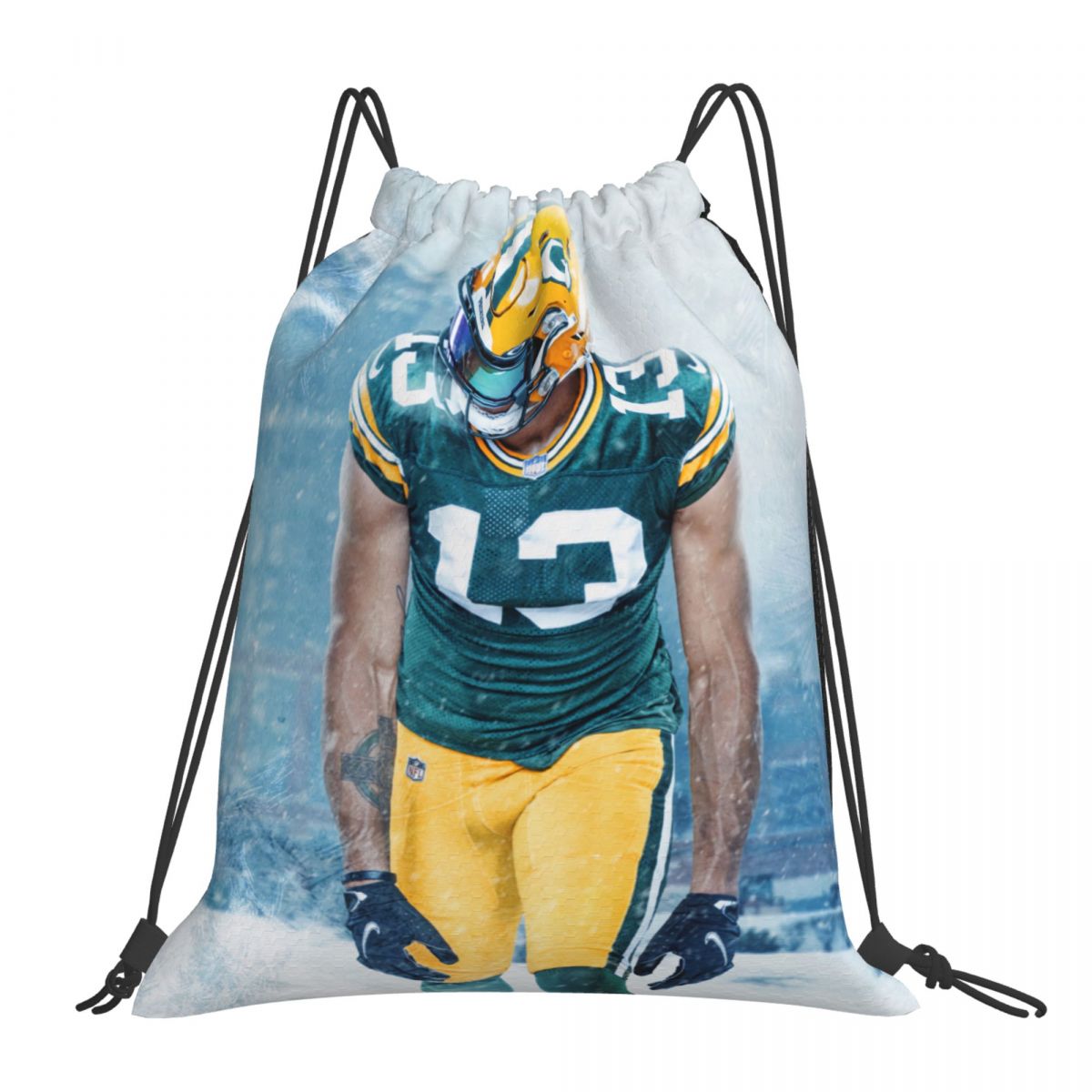 Green Bay Packers Allen Lazard Waterproof Adjustable Lightweight Gym Drawstring Bag