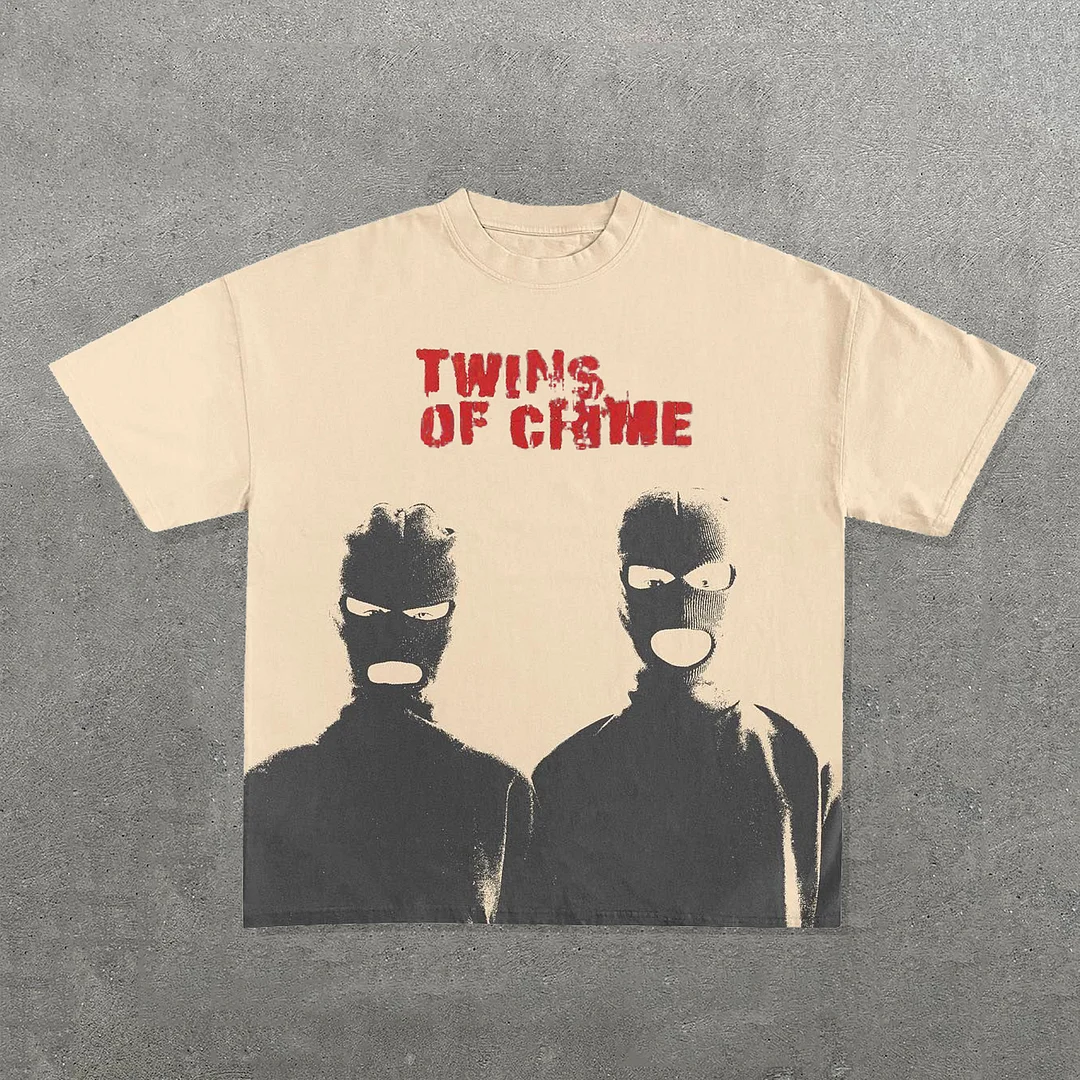 Twins Of Crime Print Short Sleeve T-Shirt