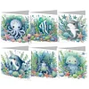 6PCS DIY Diamond Art Greeting Cards Ocean Theme Congratulations Cards & Gifts