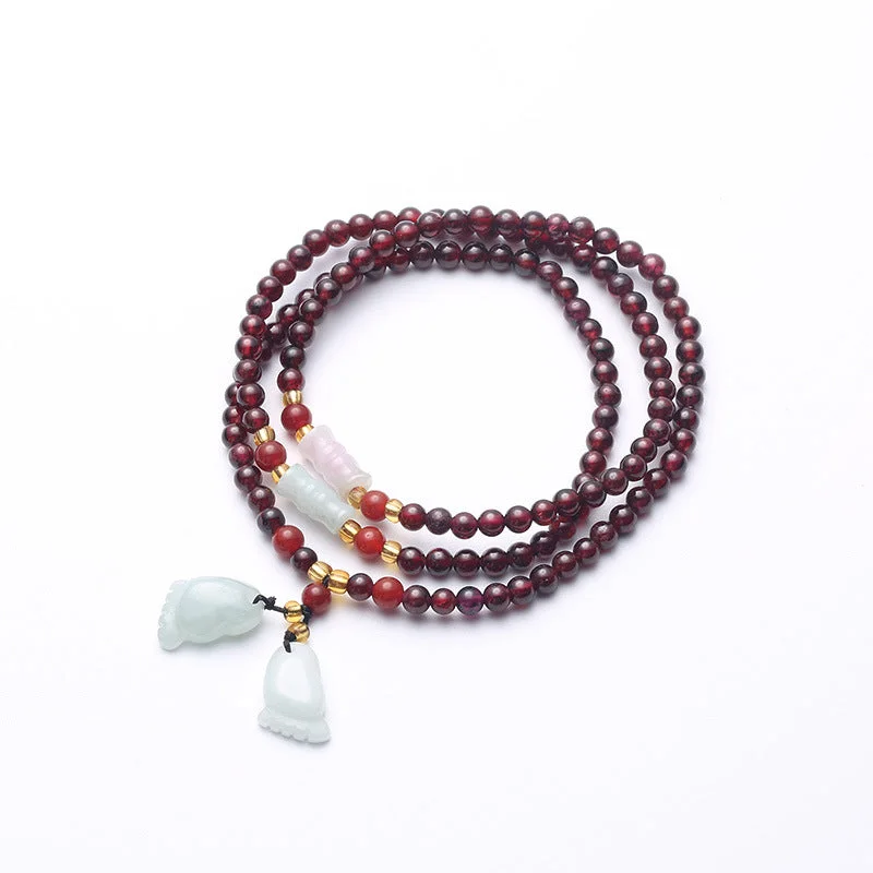 108 Garnet Gourd Leaf Necklace Blessing Protection Mala Bracelet