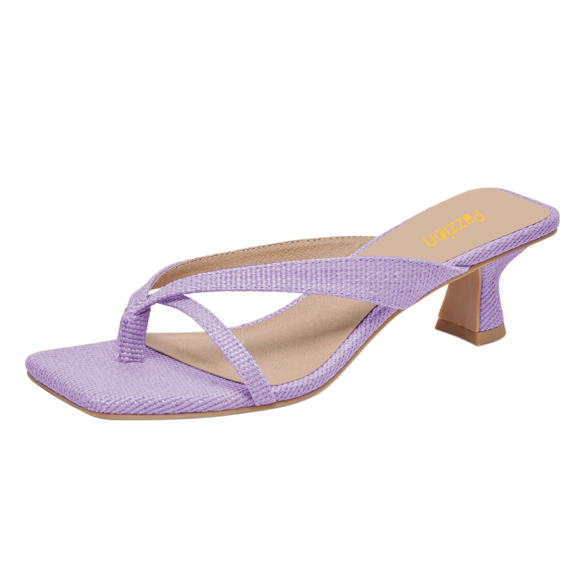 Elegant Purple Square Toe Slip-On Flared Heeled Sandals for Women Nicepairs
