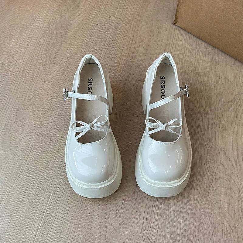 Aiertu Back  to school Platform High Heel Women Mary Jane Shoes Fashion Shallow Butterfly-knot Spring Autumn Ladies Dancing Party Prom Shoes Aiertu