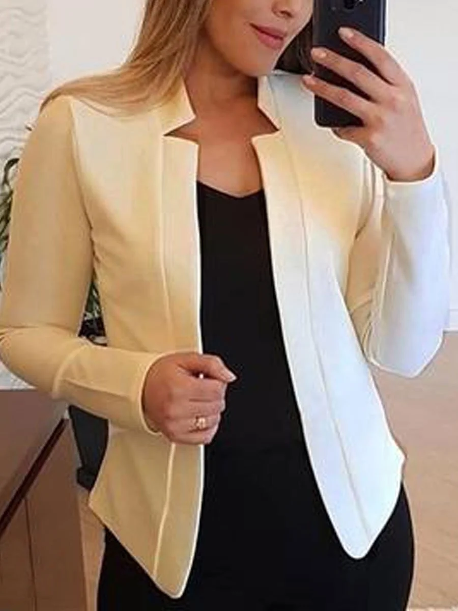 Plain Long Sleeve Cardigan Casual Blazer