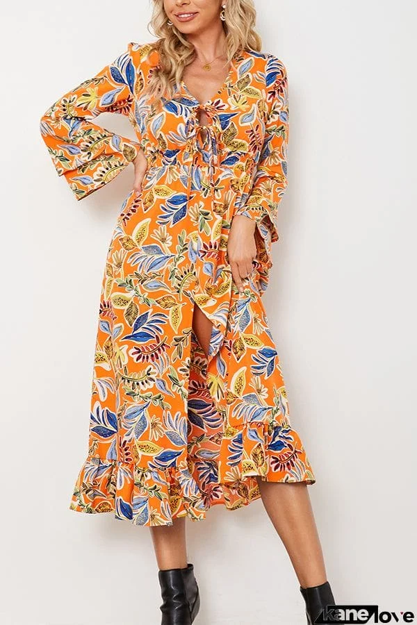 bell sleeve floral dress