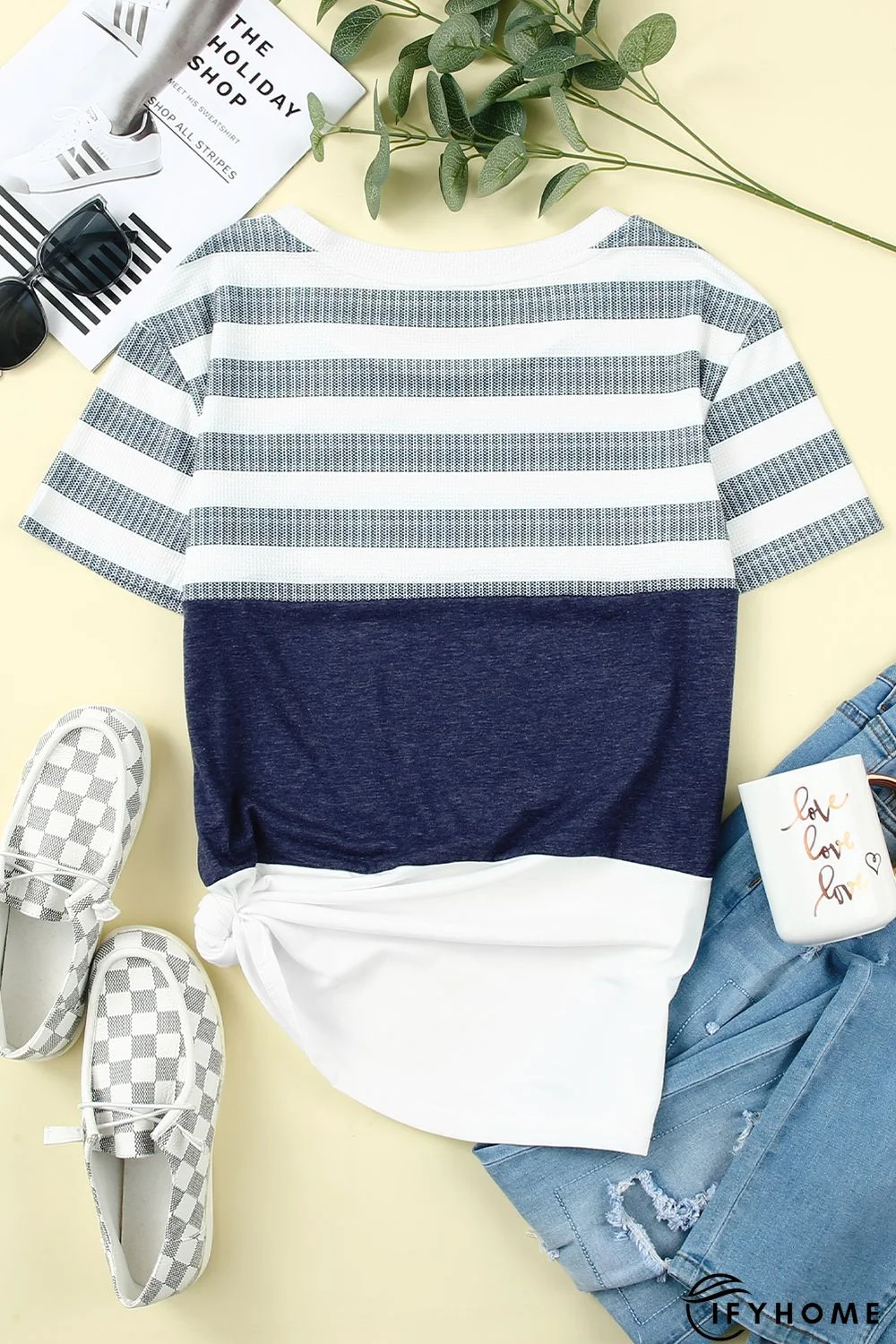 White Stripes Colorblock T-shirt | IFYHOME