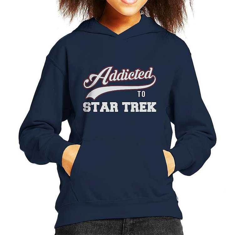 Addicted To Star Trek Baseball Font Kid's Hooded Sweatshirt