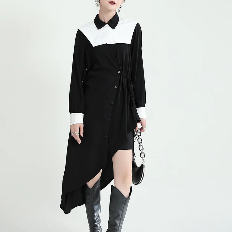 Original Design Irregular Drawstring Midi Dress - yankia