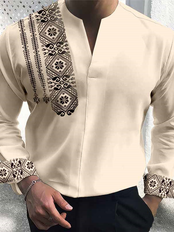 Women Long Sleeve V-neck Graphic Floral Printed Top