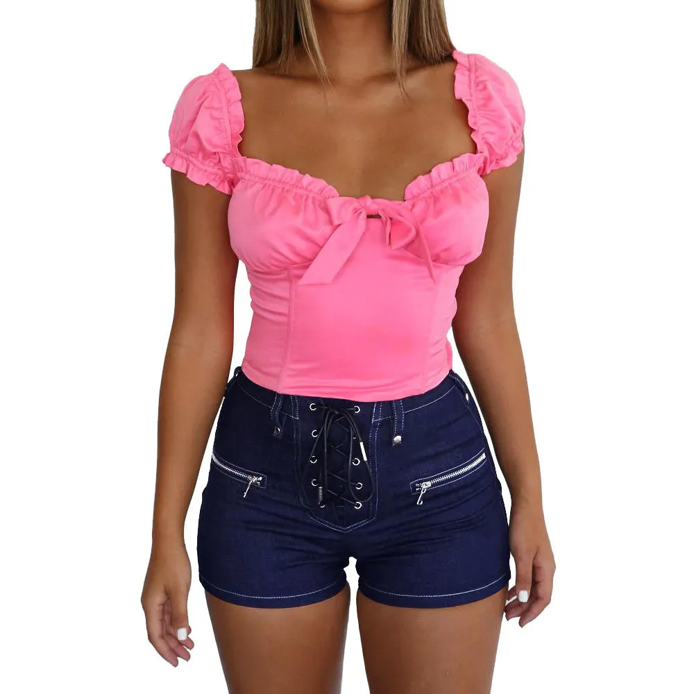 High Waist Stretchy Denim Shorts