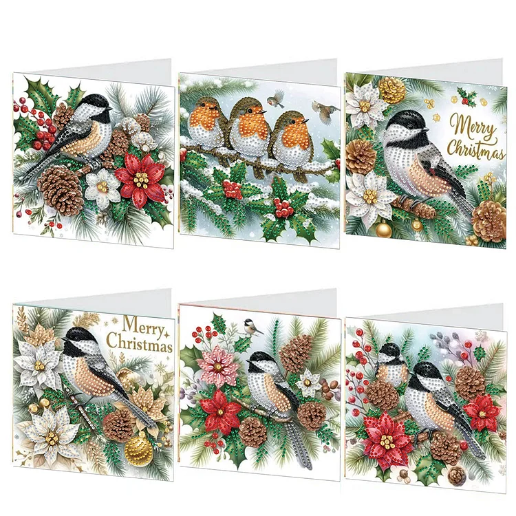6PCS DIY Diamond Art Greeting Cards Xmas Designs for Celebrations Gift (h040)