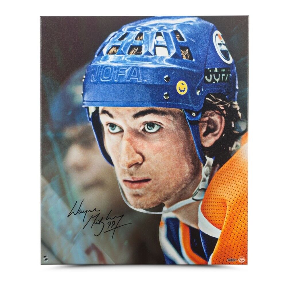 Wayne Gretzky Autographed 20X24 Canvas Photo Poster painting Up Close & Personal Oilers UDA