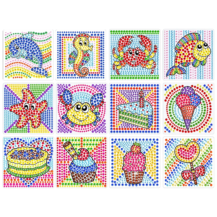 2pcs Gem Sticker Diamond Art 5D Arts Crafts DIY for Kids Beginner