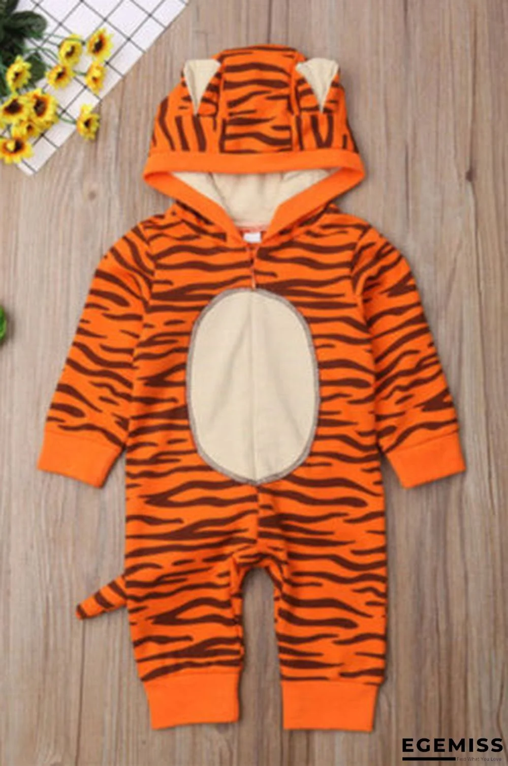 Orange Fashion Long Sleeve Basic Regular Sleeve Regular Print Children's Jumpsuit | EGEMISS