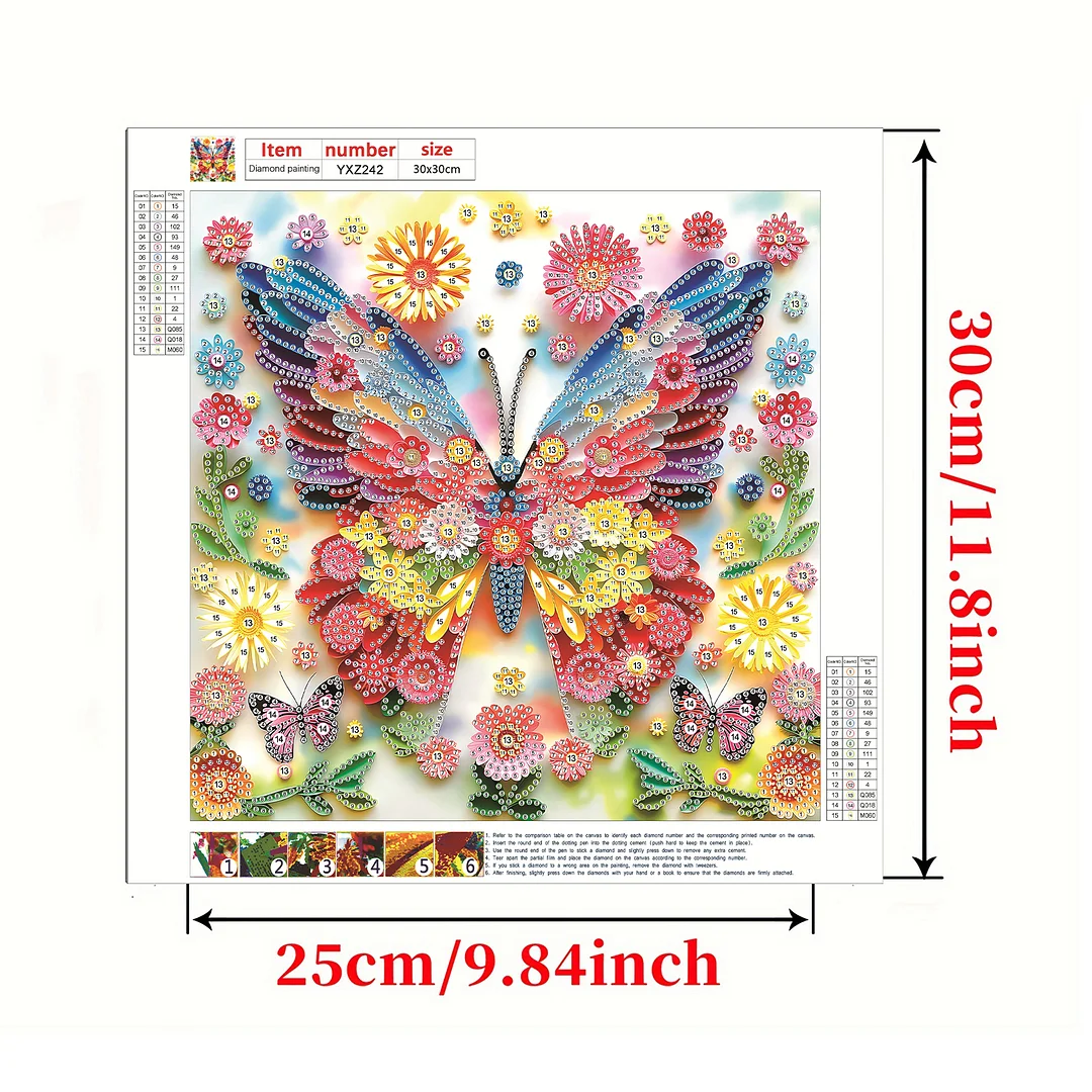 Butterfly Flower - Partial Special Shaped Drill Diamond Painting Kits (Canvas|30*30cm)