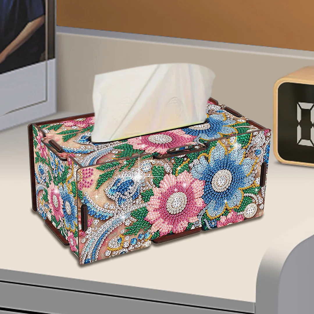 Wooden Diamond Painting Tissue Box for Home and Office Decoration (ZJH041)