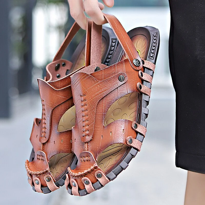 2020 Genuine Leather Sandals Men Shoes Cow Leather Men Sandals Shoes Mens Sandals Summer Men's Sandal Shoes Male Chaussure Homme