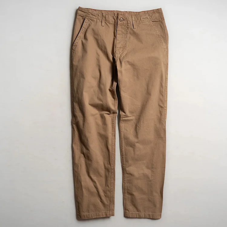 Men's Classic Herringbone Cotton Straight Leg Pants