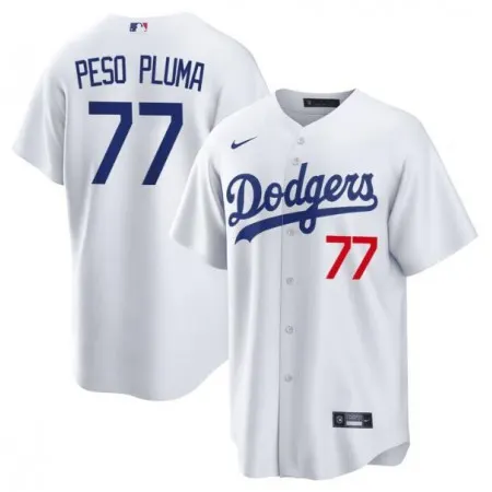 Youth Los Angeles Dodgers #77 Peso Pluma White Stitched Baseball Jersey OWMN