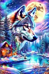 Luxury AB Velvet Diamond Painting Kit - Wolf and Cabin