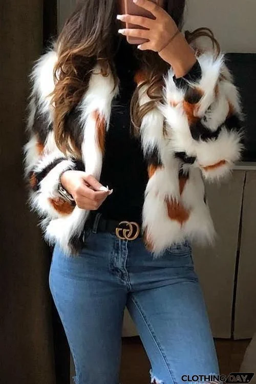 Multicolor Faux Fur Coat