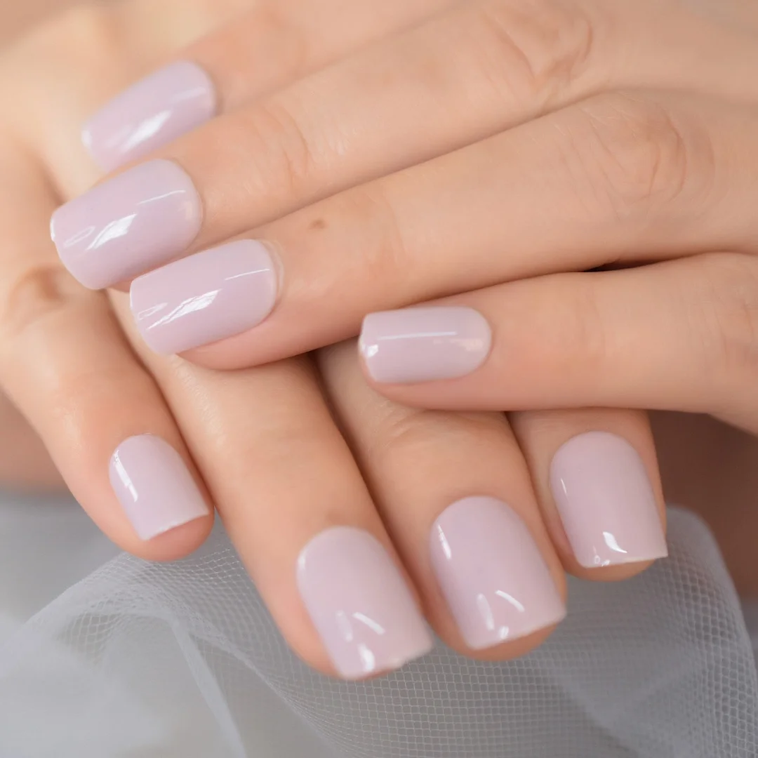 Pale Brown False Ongle Fake Nails Short Acrylic Nails Pink Full Cover Press On Nails 24 pcs For Women Finger-Nail Inspo