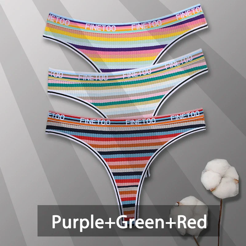 Billionm Colorful Cotton Panties for Women Sexy Striped Underwear G-string Thong Panty Female Breathable Soft Intimate Lingerie