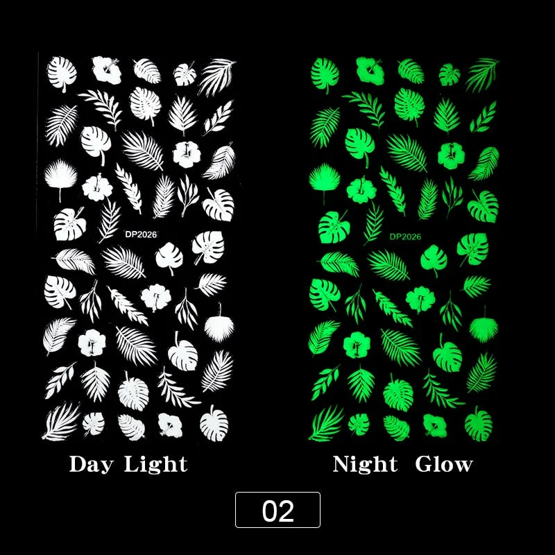 3D Luminous Nail Stickers Halloween Pumpkin Spider Star Moon Transfer Sliders  Winter Glow In The Dark Nail Art Decoration-Nail Inspo