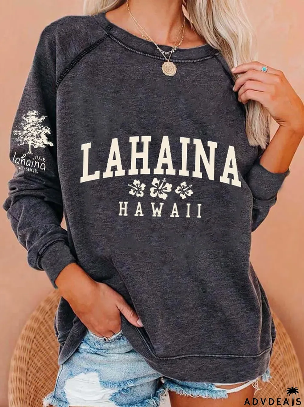 Women's Lahaina Strong Hawaii Tree of Life Aug 8 Print Sweatshirt