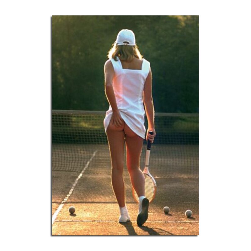 Sexy Tennis Girl Skirt Canvas Prints Painting Classic Sport Fitness Art Poster Women Picture for Living Room Wall Decor Mural