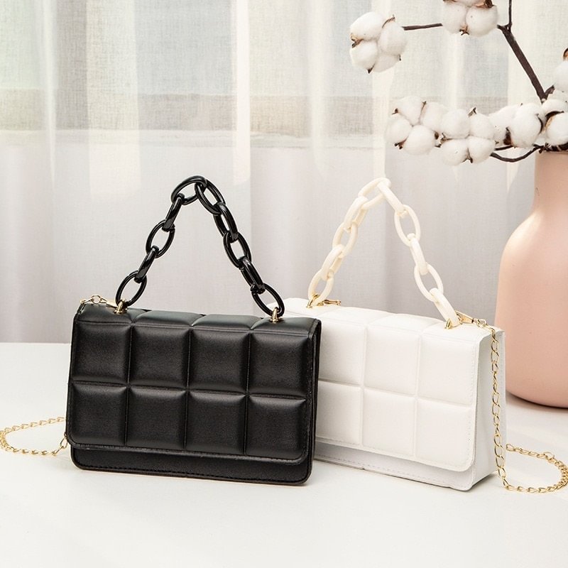 PU Leather Shoulder Bags for Women 2022 Fashion Texture Chain Rhomboid Crossbody Bags Summer Trend Handbags Phone Bag Hand Bags US Mall Lifes