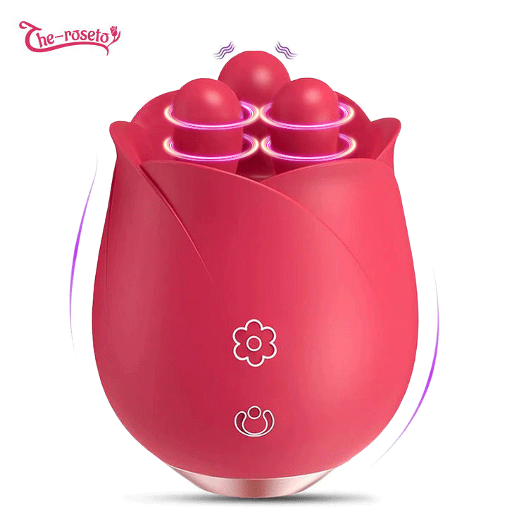 S475 Three Pistils Tongue Nipple Kneading And Vibrating Rose Toy