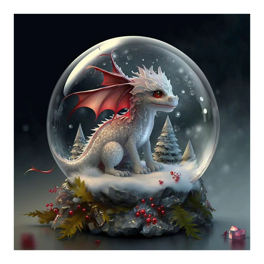 Full Round Diamond Painting - Christmas Ball Dragon(30*30cm)
