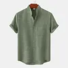 Men's Linen Shirt Henley Shirt Front Pocket Casual Shirt Black Short Sleeve Plain Hawaiian Holiday Clothing by Inlyline